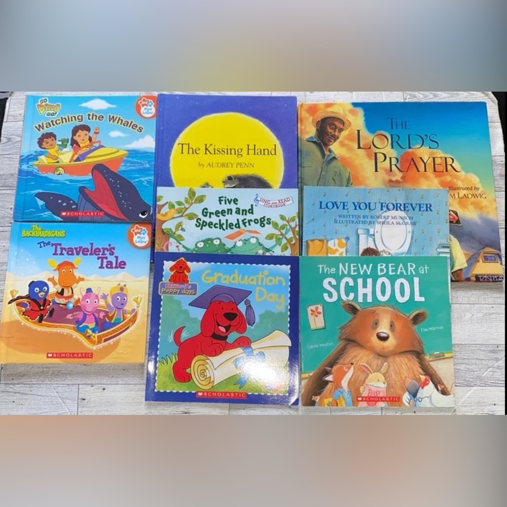 8-Book Kids Bundle: Clifford, Diego, Kissing Hand & More